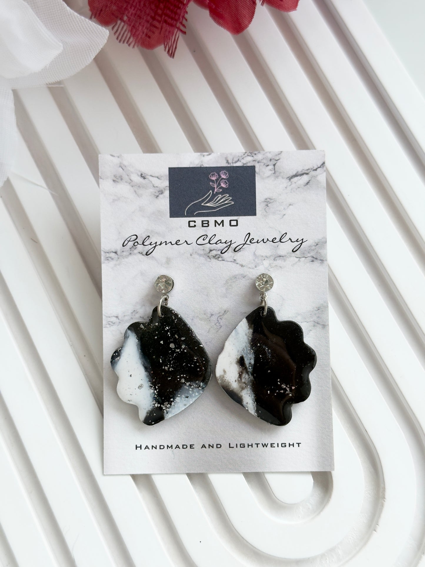 Black/White Marble Dangles