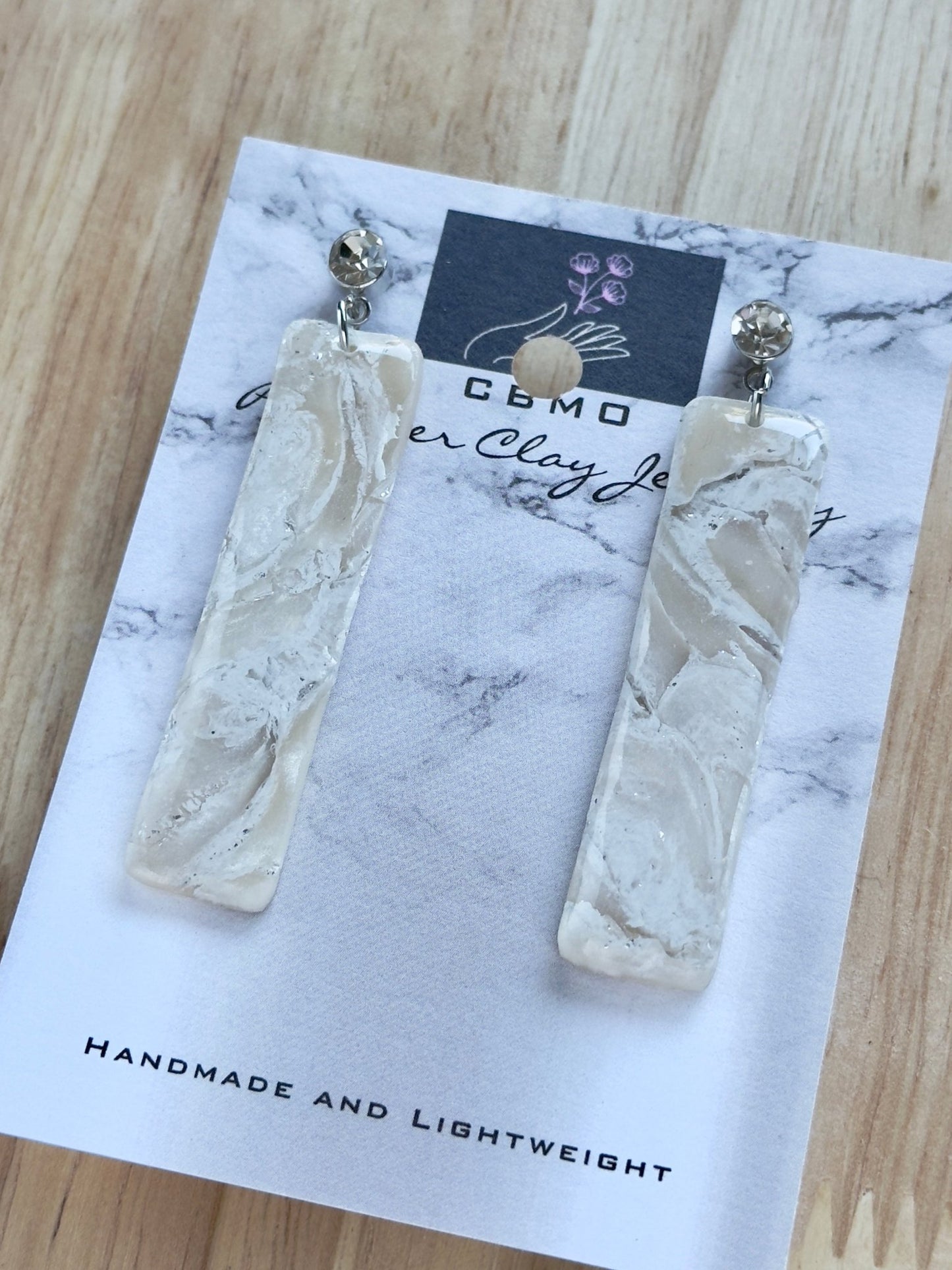 White/Cream Marble Dangles (Multiple Styles) - ClaybyMO