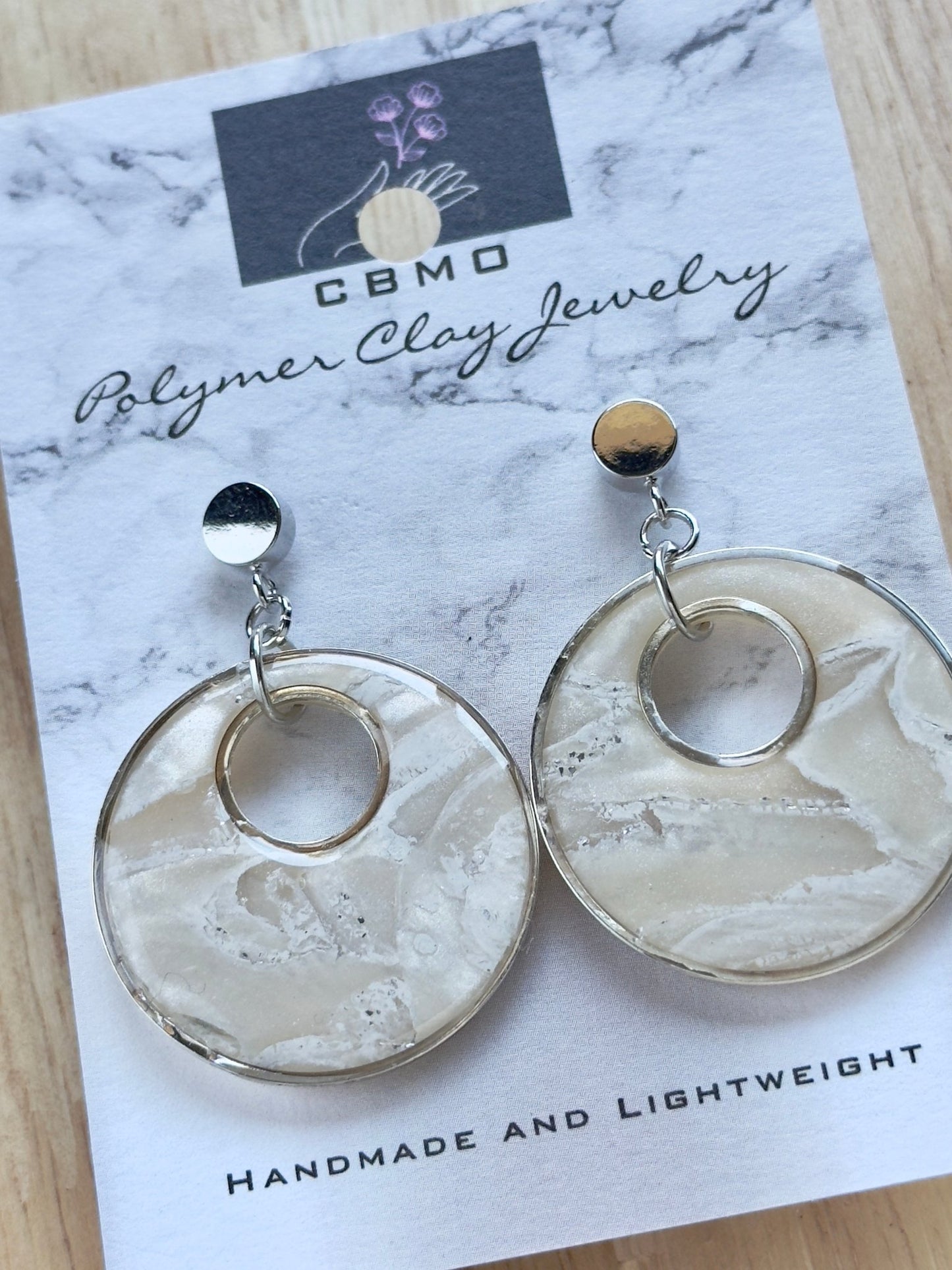White/Cream Marble Dangles (Multiple Styles) - ClaybyMO