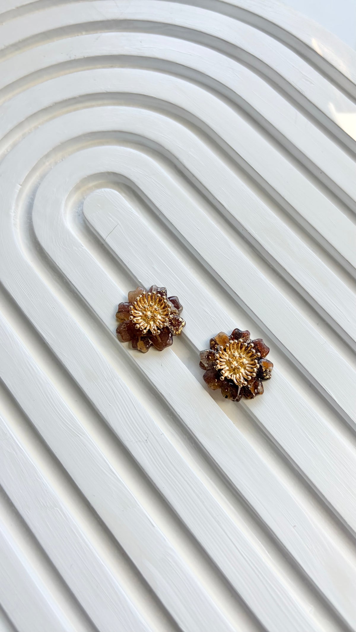 Brown & Gold Marble Polymer Clay Earrings | ClaybyMO