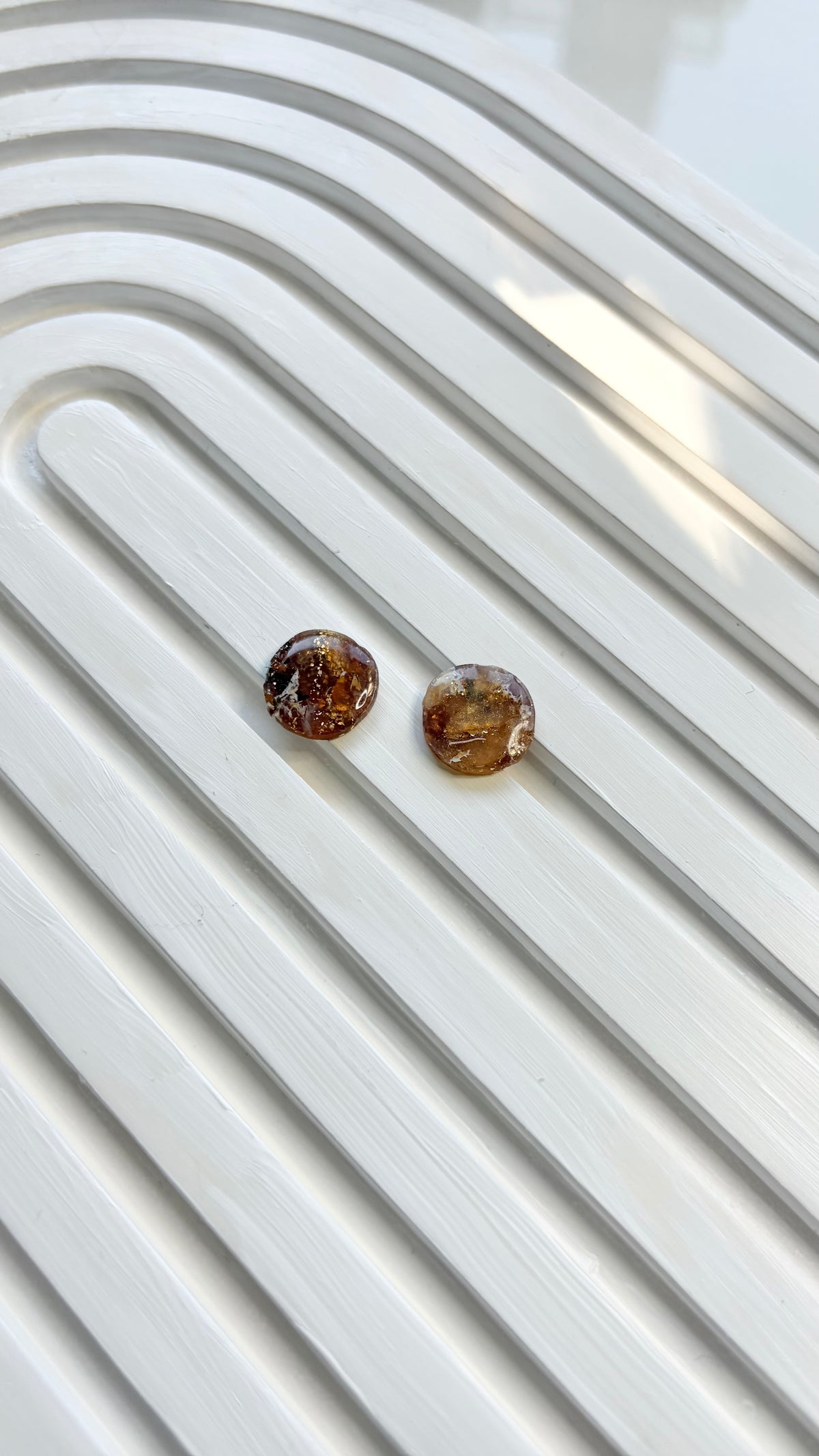 Brown & Gold Marble Polymer Clay Earrings | ClaybyMO
