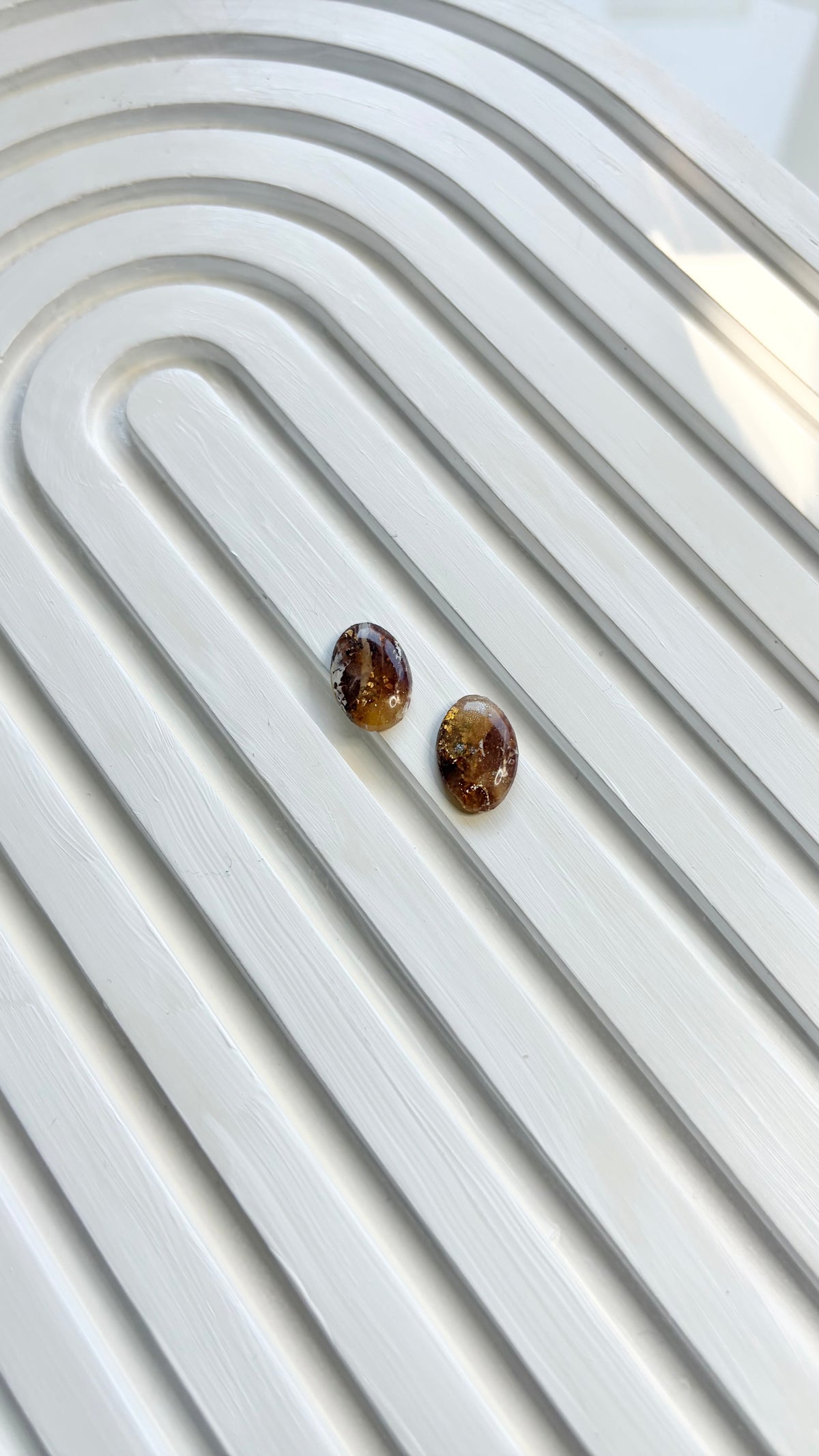 Brown & Gold Marble Polymer Clay Earrings | ClaybyMO