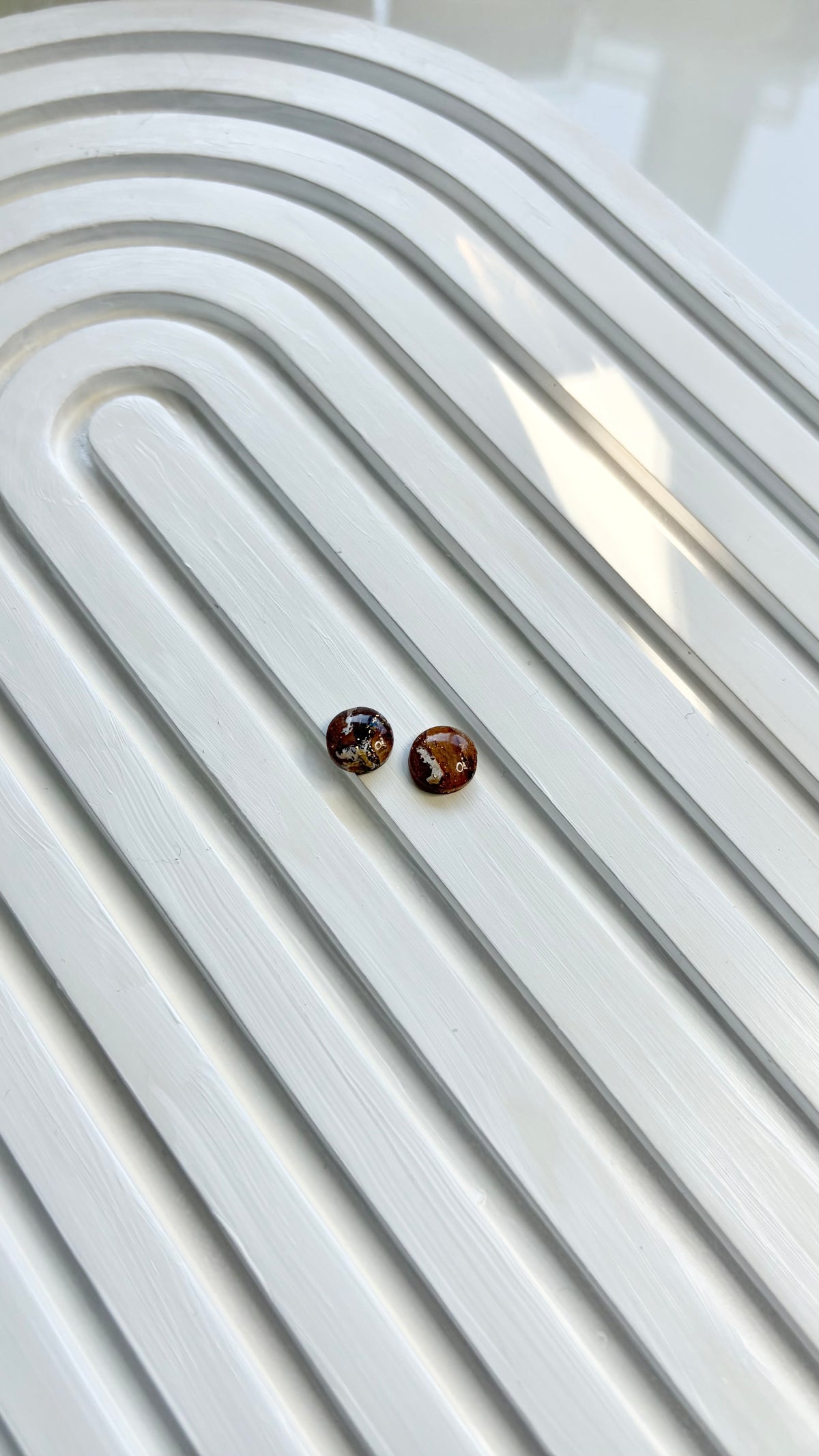 Brown & Gold Marble Polymer Clay Earrings | ClaybyMO