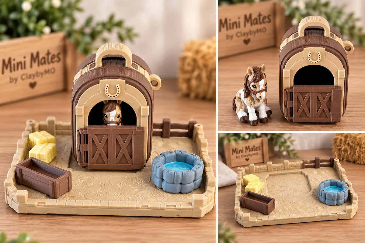 Chestnut 3D Mini Horse Figure | Mini Mates Farm Friends | ClaybyMO