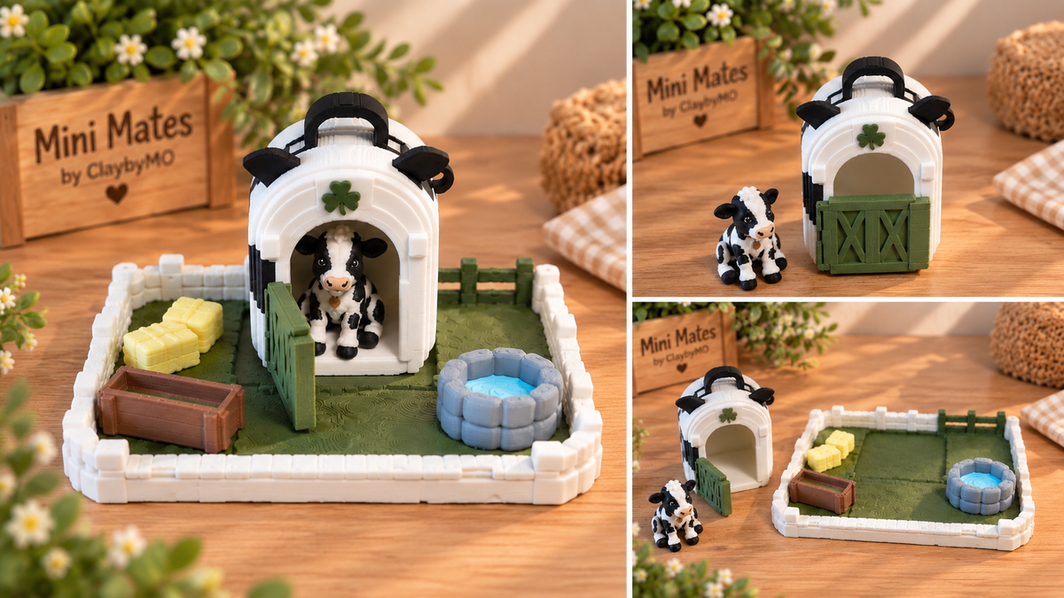 Daisy 3D Mini Cow Figure | Mini Mates Farm Friends | ClaybyMO