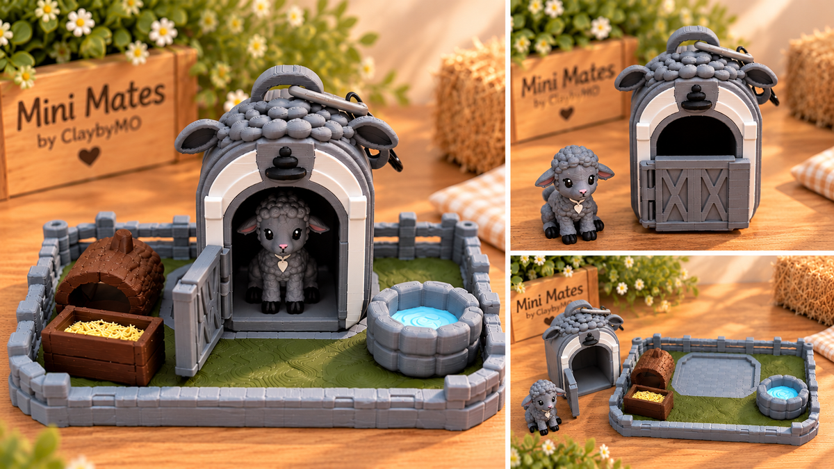 Pebble 3D Mini Sheep Figure | Mini Mates Farm Friends | ClaybyMO