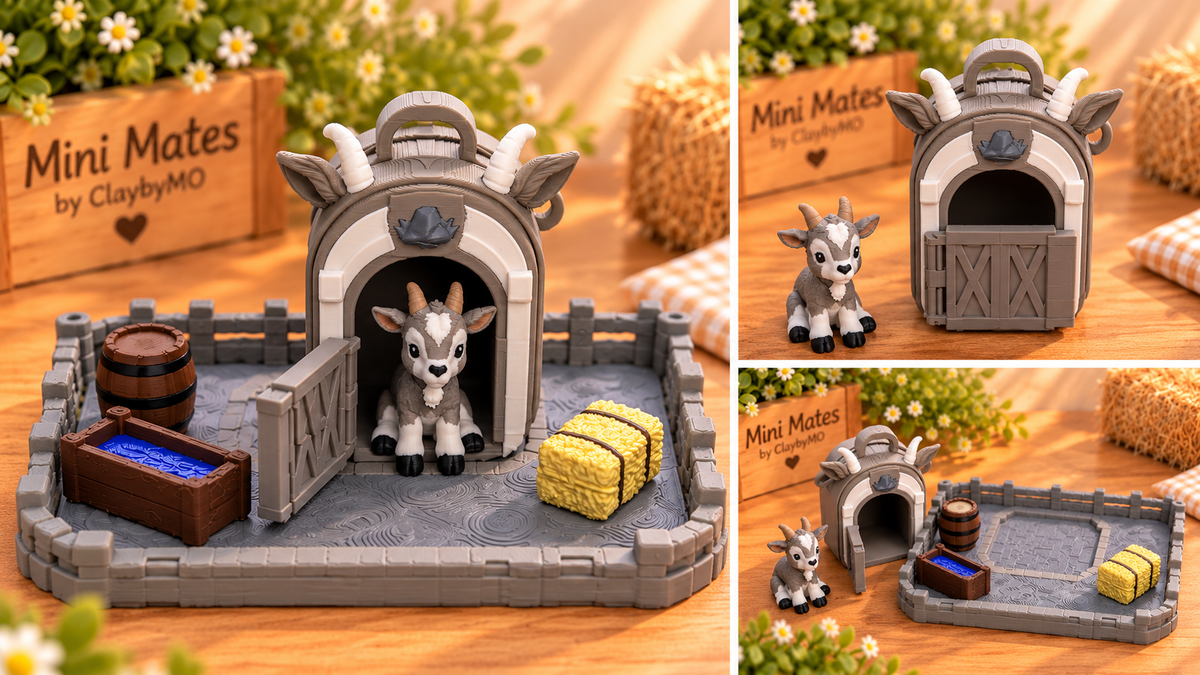 Rocky 3D Mini GOAT Figure | Mini Mates Farm Friends | ClaybyMO