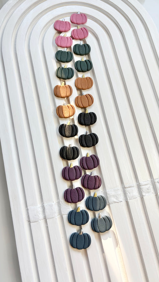 Pumpkin Stud Earrings – Handmade Polymer Clay | ClaybyMO