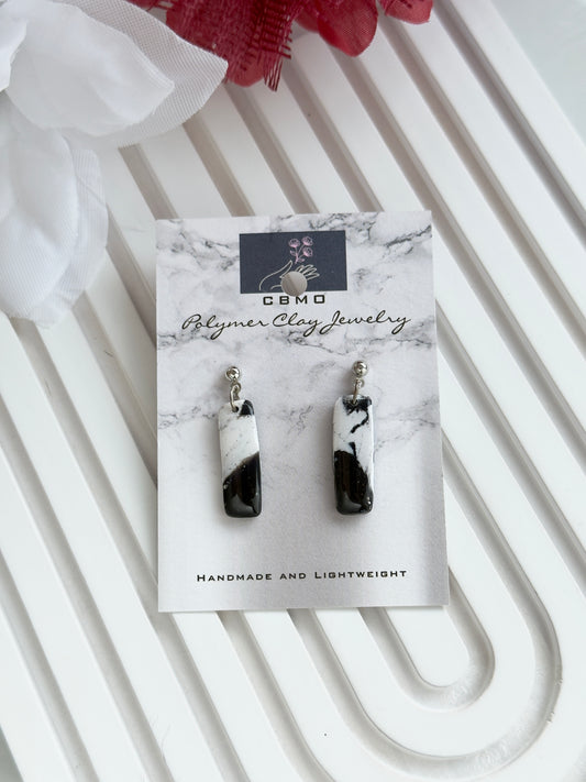 Black/White Marble Dangles